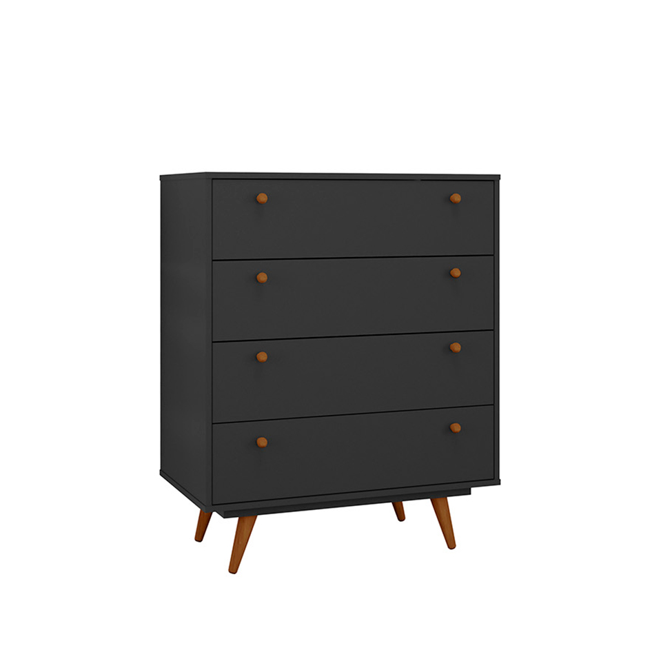 Cômoda Retrô 4 Gavetas Preta