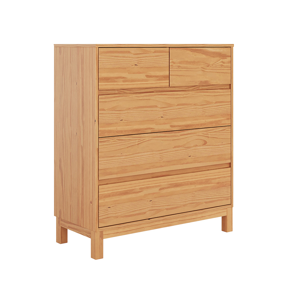Cômoda Square 5 Gavetas Madeira Maciça Natural Pine