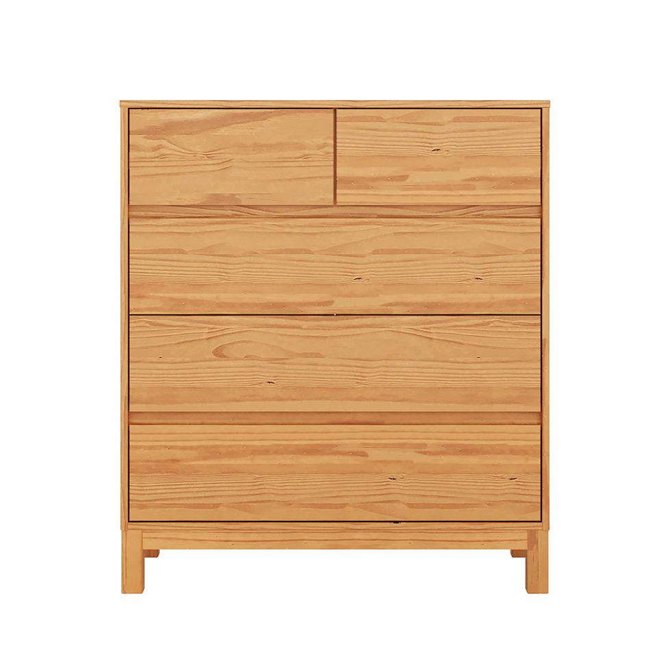Cômoda Square 5 Gavetas Madeira Maciça Natural Pine