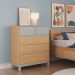 Cômoda Square 5 Gavetas Madeira Maciça Natural Pine e Cool Grey
