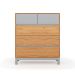 Cômoda Square 5 Gavetas Madeira Maciça Natural Pine e Cool Grey