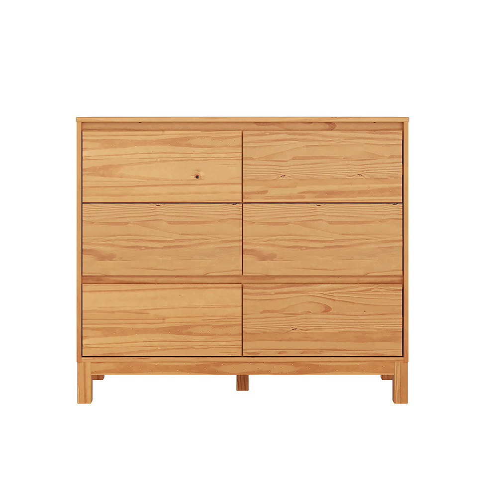 Cômoda Square 6 Gavetas Madeira Maciça Natural Pine