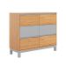 Cômoda Square 6 Gavetas Madeira Maciça Natural Pine e Cool Grey