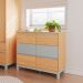 Cômoda Square 6 Gavetas Madeira Maciça Natural Pine e Cool Grey