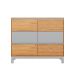 Cômoda Square 6 Gavetas Madeira Maciça Natural Pine e Cool Grey