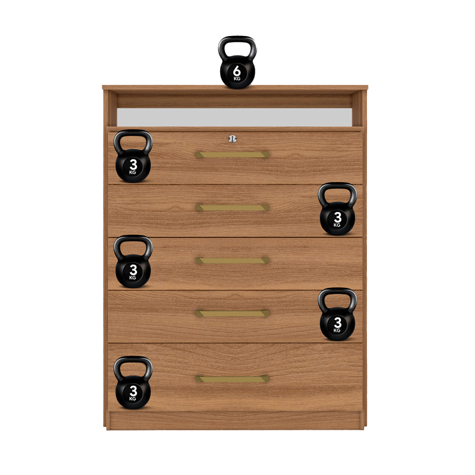 Cômoda Trinufo 5 Gavetas Amêndoa