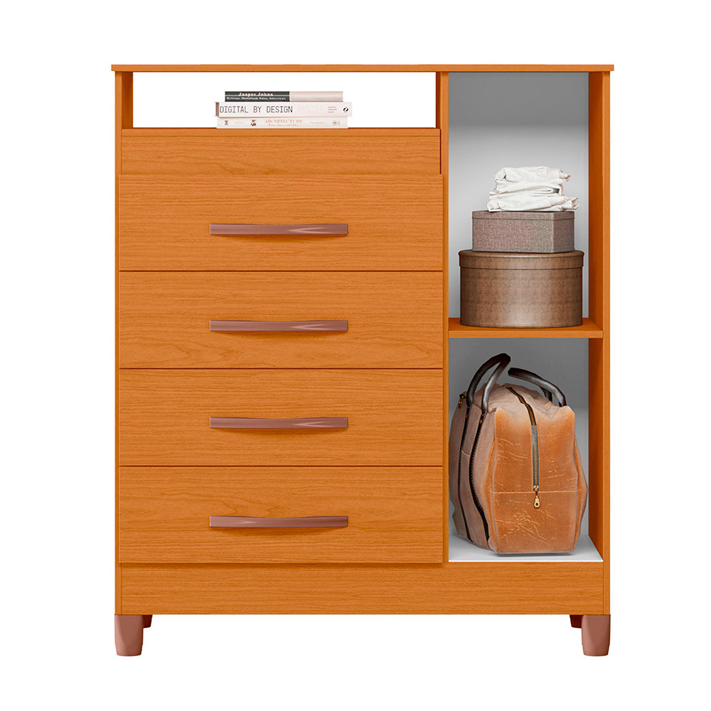 Cômoda Turquesa 1 Porta 4 Gavetas Cinamomo