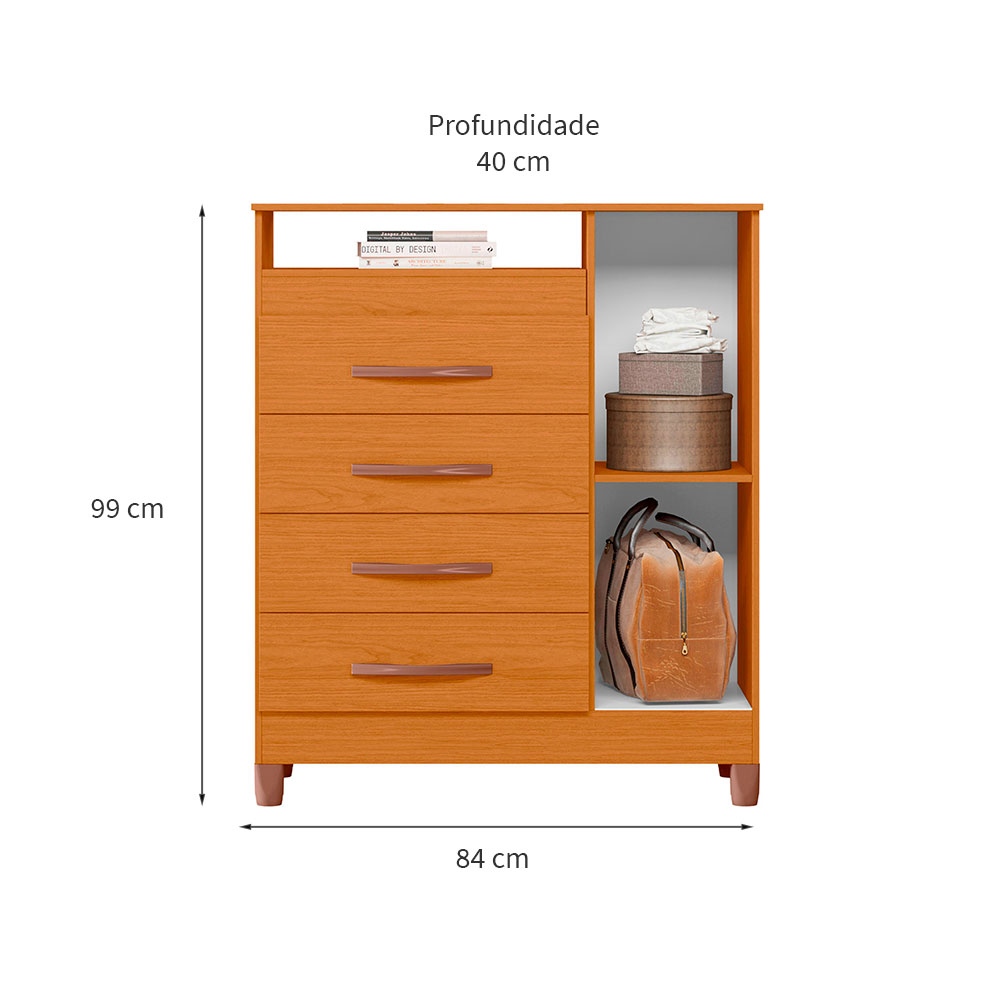 Cômoda Turquesa 1 Porta 4 Gavetas Cinamomo