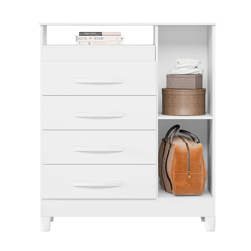 Cômoda Turquesa Flex 1 Porta 4 Gavetas Branco