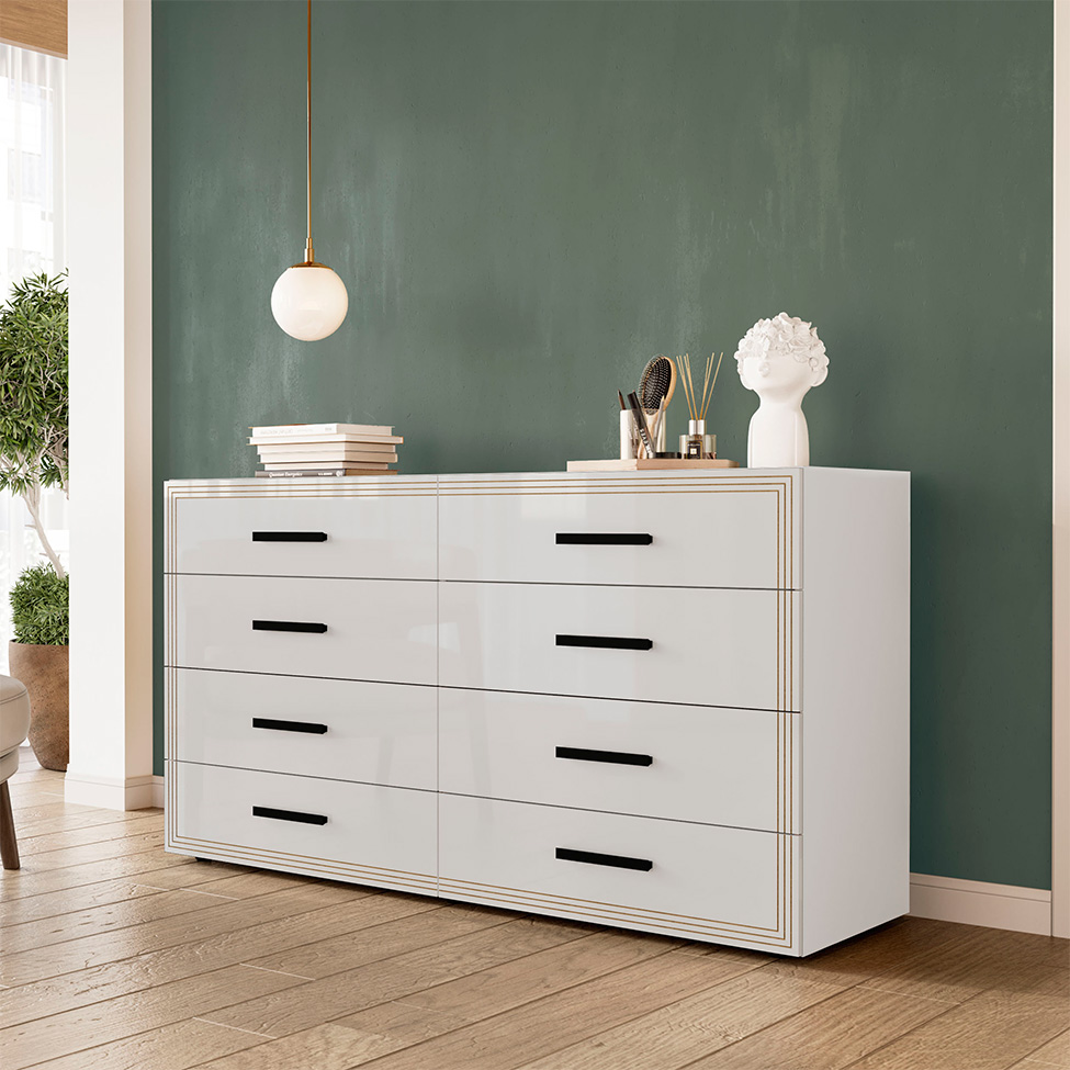 Cômoda Valência 8 Gavetas Branca