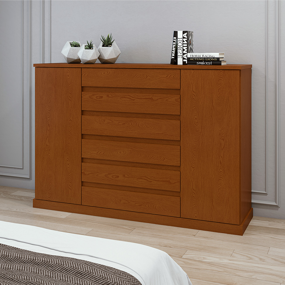 Cômoda Vedra 2 Portas 7 Gavetas Frassino