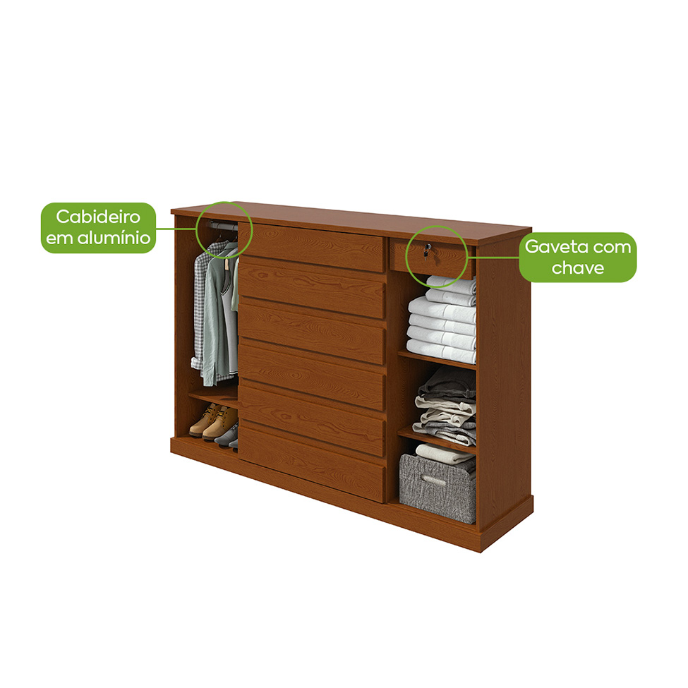 Cômoda Vedra 2 Portas 7 Gavetas Frassino
