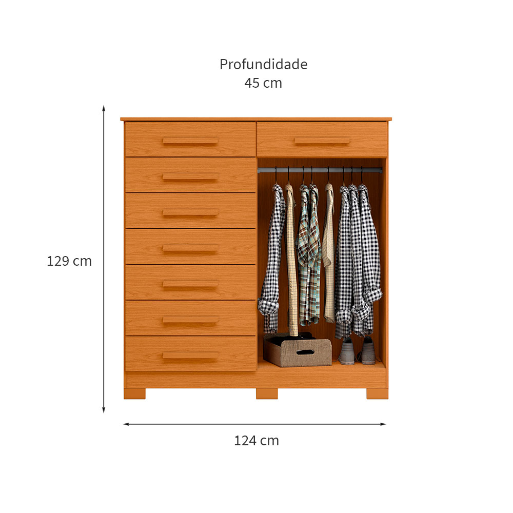 Cômoda Verona 1 Porta 8 Gavetas Cinamomo