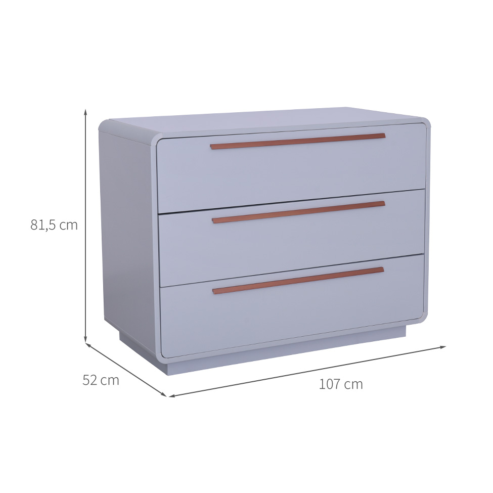 Cômoda Wave 3 Gavetas Cinza