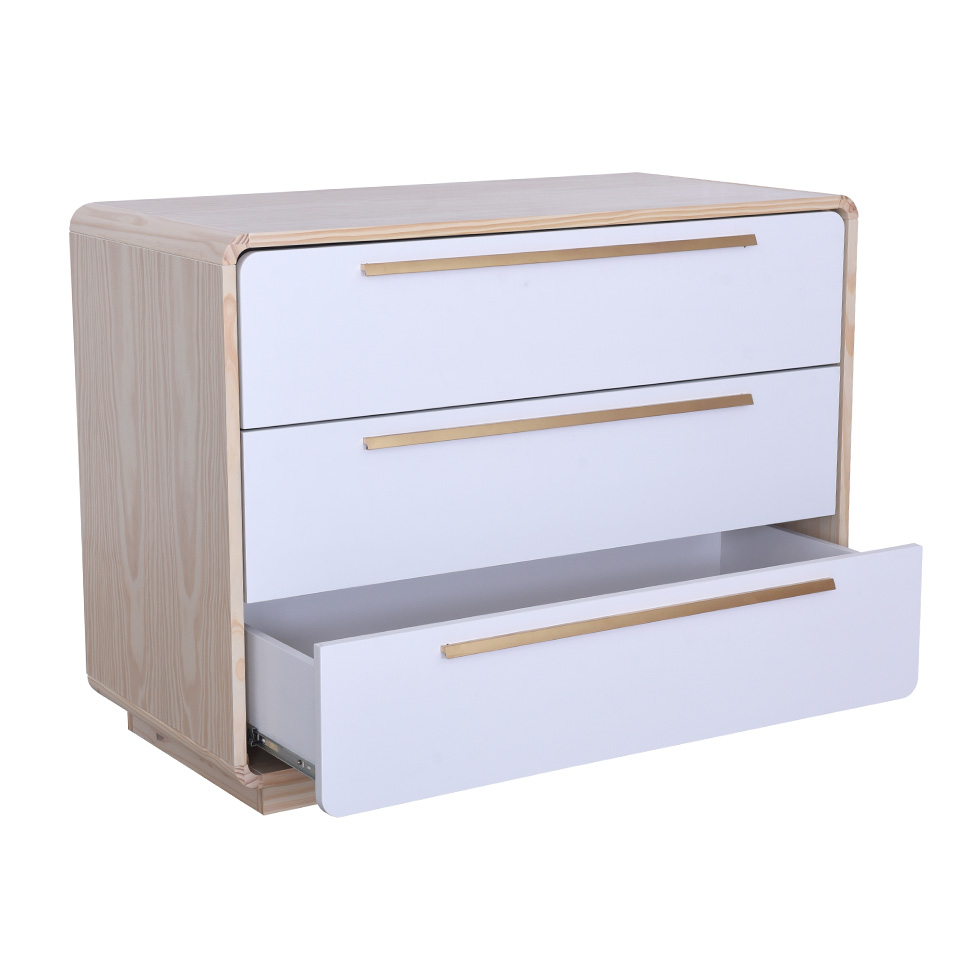 Cômoda Wave 3 Gavetas Nature e Branca