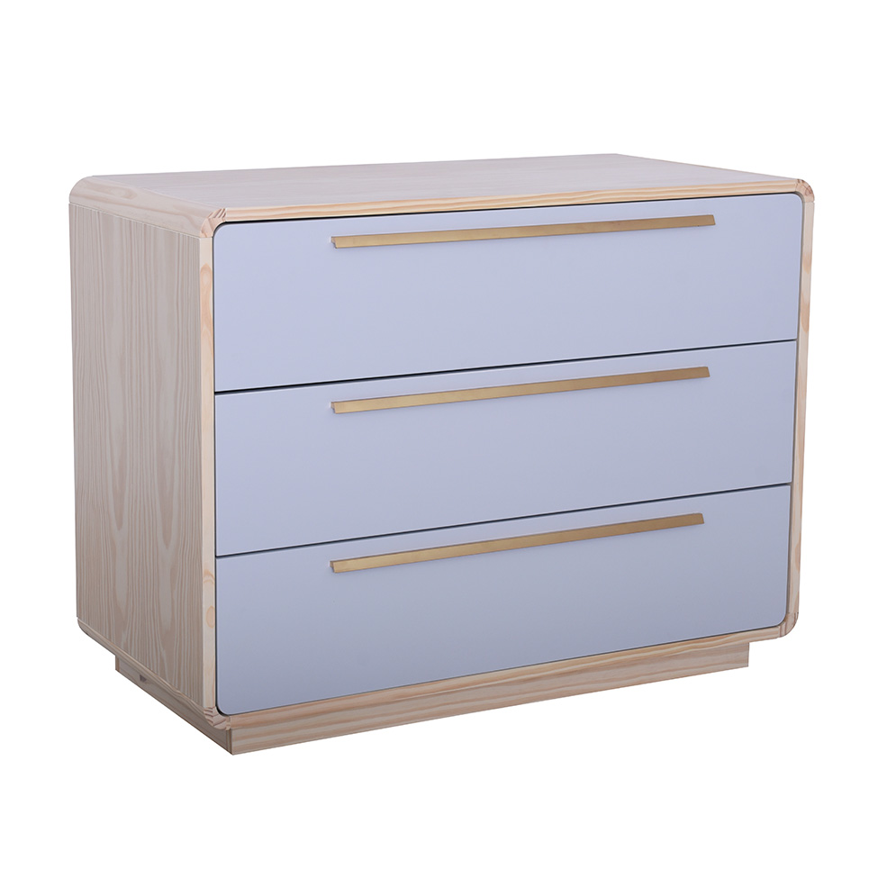 Cômoda Wave 3 Gavetas Nature e Cinza