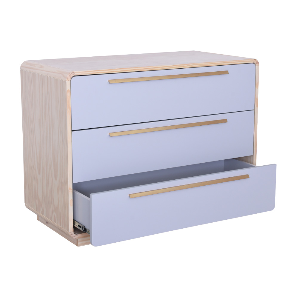 Cômoda Wave 3 Gavetas Nature e Cinza