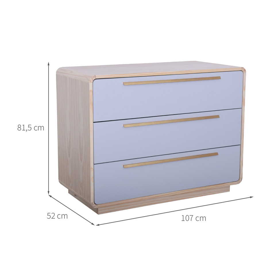 Cômoda Wave 3 Gavetas Nature e Cinza