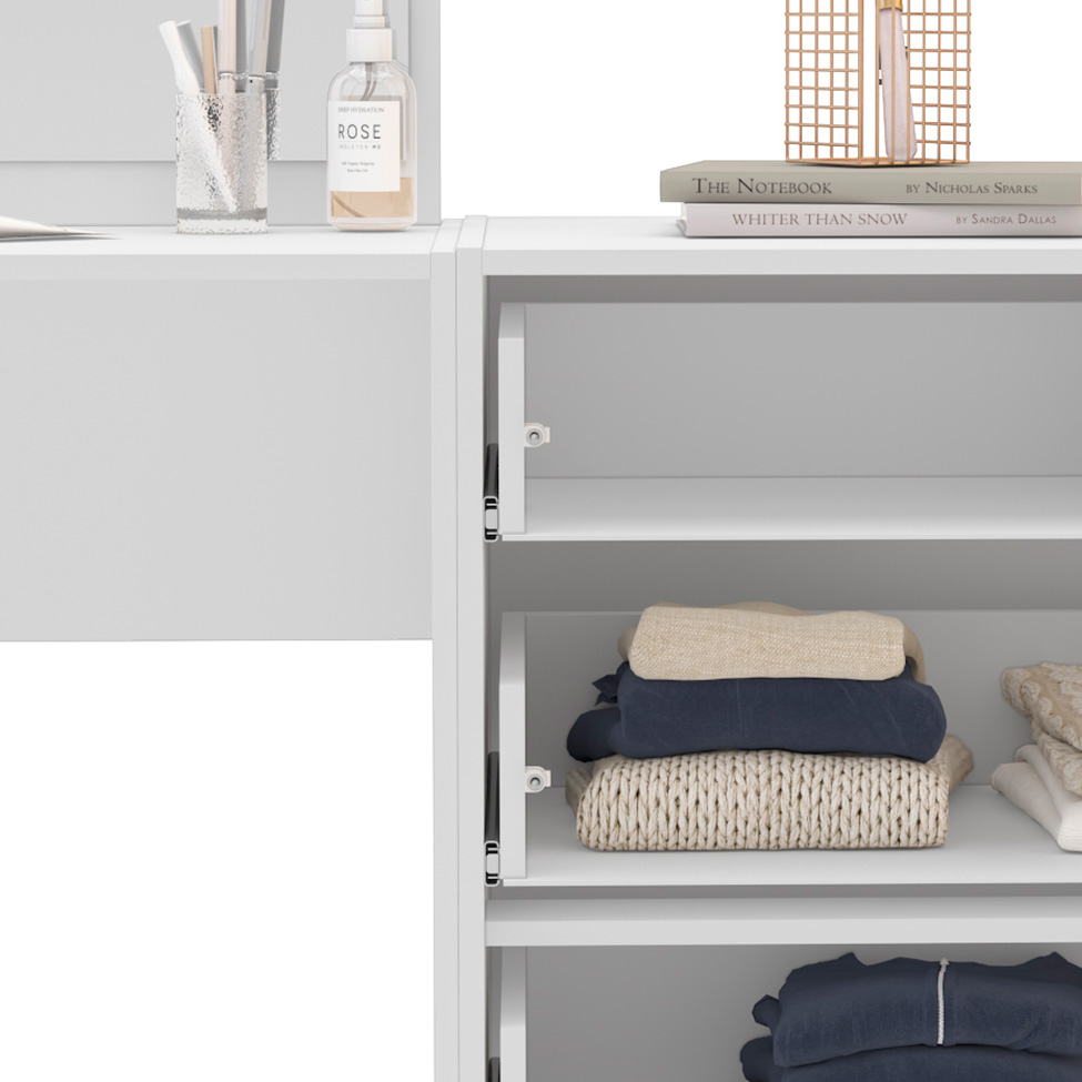 Cômoda com Espelho Porto 4 Gavetas Branca e Azul