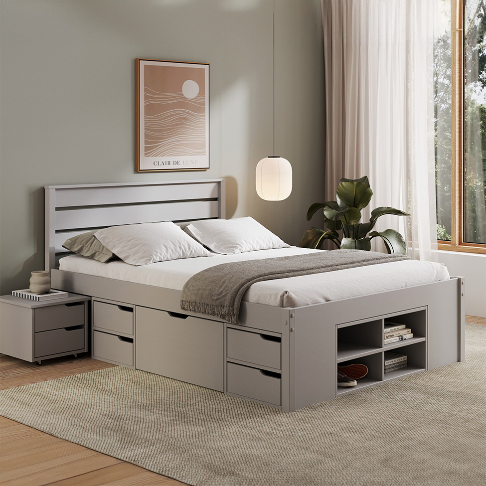 Cabeceira Casal Charme Beauty Cool Gray