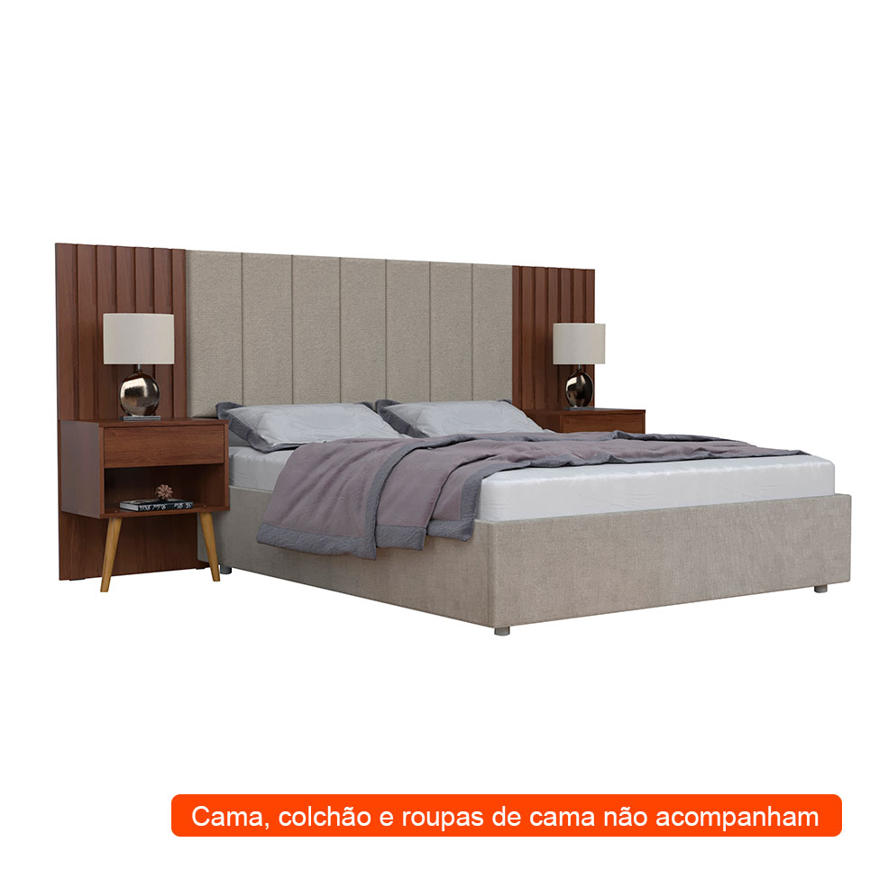 Cabeceira Casal Extensível com 2 Mesas de Apoio Zara Jacarandá