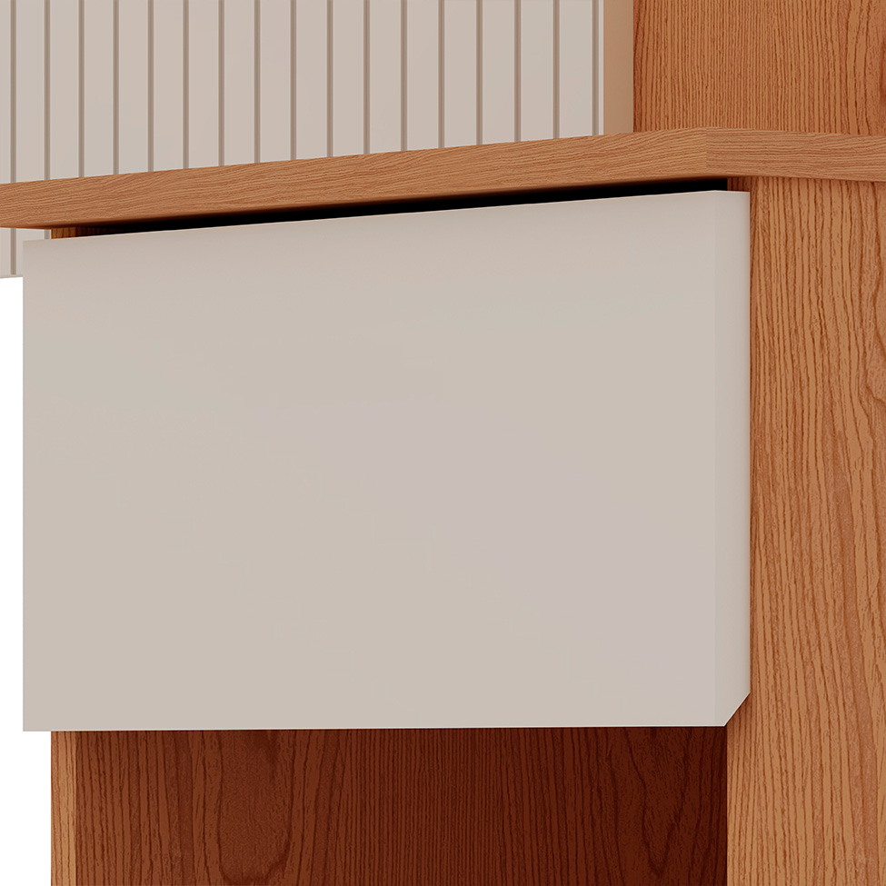 Cabeceira Queen Extensível com 2 Mesas de Apoio Roma 2 Gavetas Off White e Cinamomo