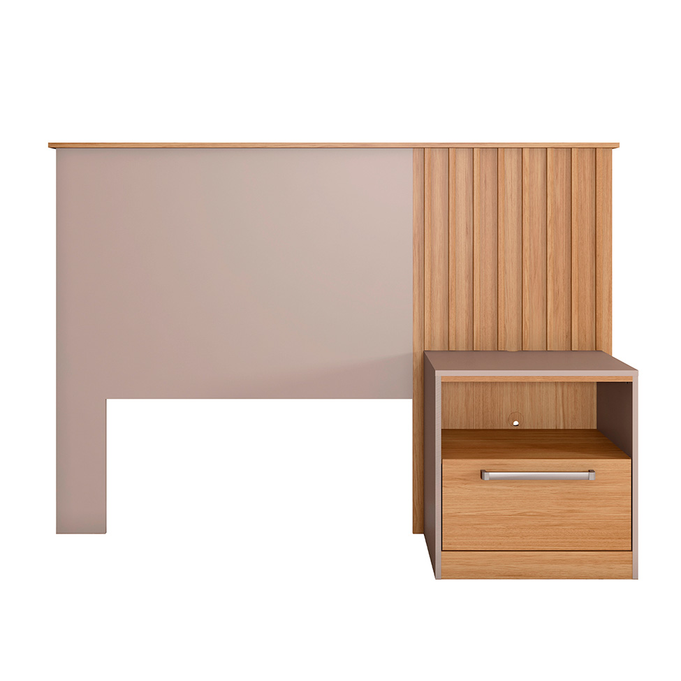 Cabeceira Solteiro com 1 Mesa de Apoio Lucilla 1 GV Buriti e Fendi