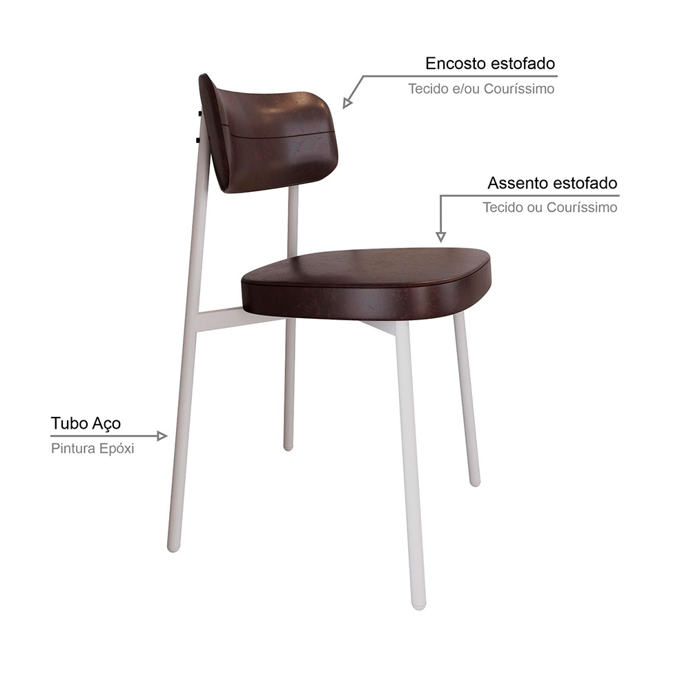 Cadeira Alloa Revestimento Sintético Café e Branca