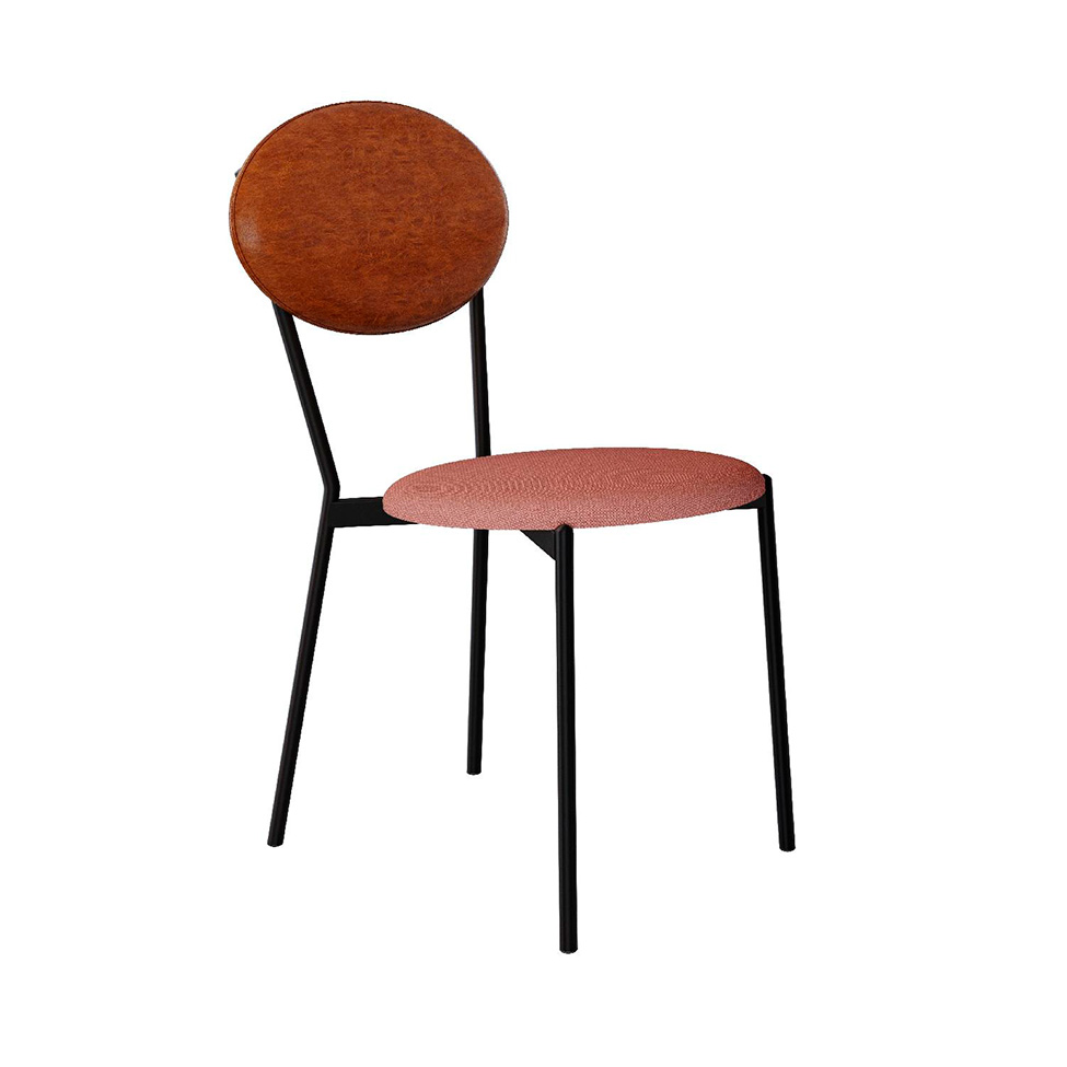 Cadeira Elipse Poliéster Rosa e Caramelo com Preto