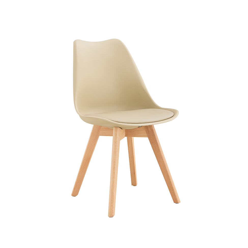 Cadeira Liore Revestimento Sintético Bege e Madeira