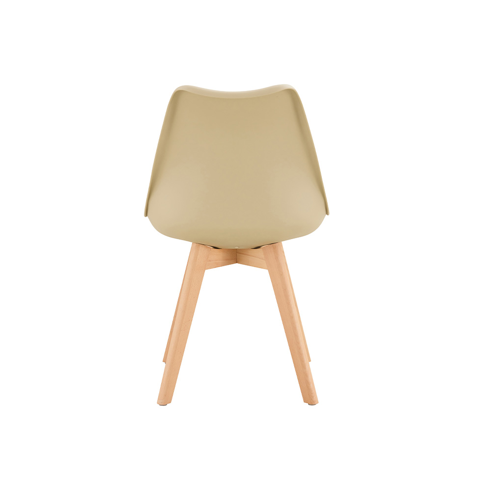 Cadeira Liore Revestimento Sintético Bege e Madeira