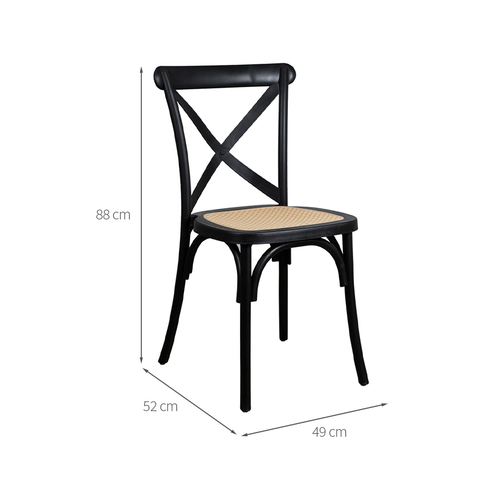 Cadeira Paris com Rattan Preta