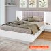 Cama  Casal com 2 Mesas de Apoio Solaris 4 GV Revestimento Sintético Bege e Branca