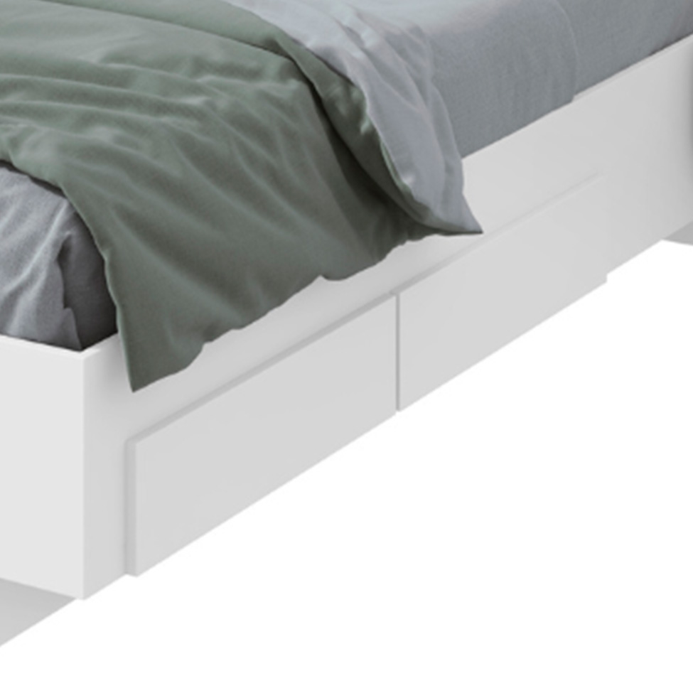 Cama  Casal com 2 Mesas de Apoio Solaris 4 GV Revestimento Sintético Bege e Branca