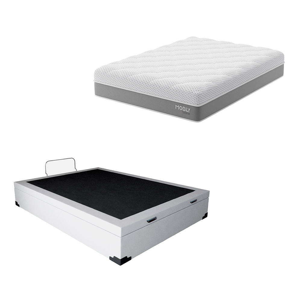 Cama Box Baú Martin Premium com Colchão Casal Sublime Mola Ensacada e Espuma Viscoelástica (32x138x188) Cinza e Branco