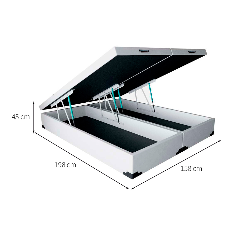 Cama Box Baú Martin Premium com Colchão Queen Sublime Mola Ensacada e Espuma Viscoelástica (32x158x198) Cinza e Branco
