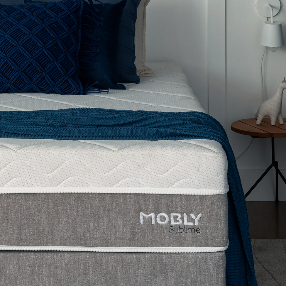 Cama Box Baú Martin Premium com Colchão Solteiro Sublime Mola Ensacada e Espuma Viscoelástica (32x88x188) Cinza e Branco