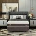 Cama Box Casal Naturale com Colchão Molas Ensacadas (67x138x188) Marrom e Branca