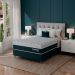 Cama Box Casal York com Colchão Molas Ensacadas (61x138x188) Azul e Branca