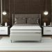 Cama Box Casal com Colchão Milani Mola Verticoil Bege