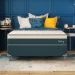 Cama Box Casal com Colchão Safira (63x138x188) Azul e Branco