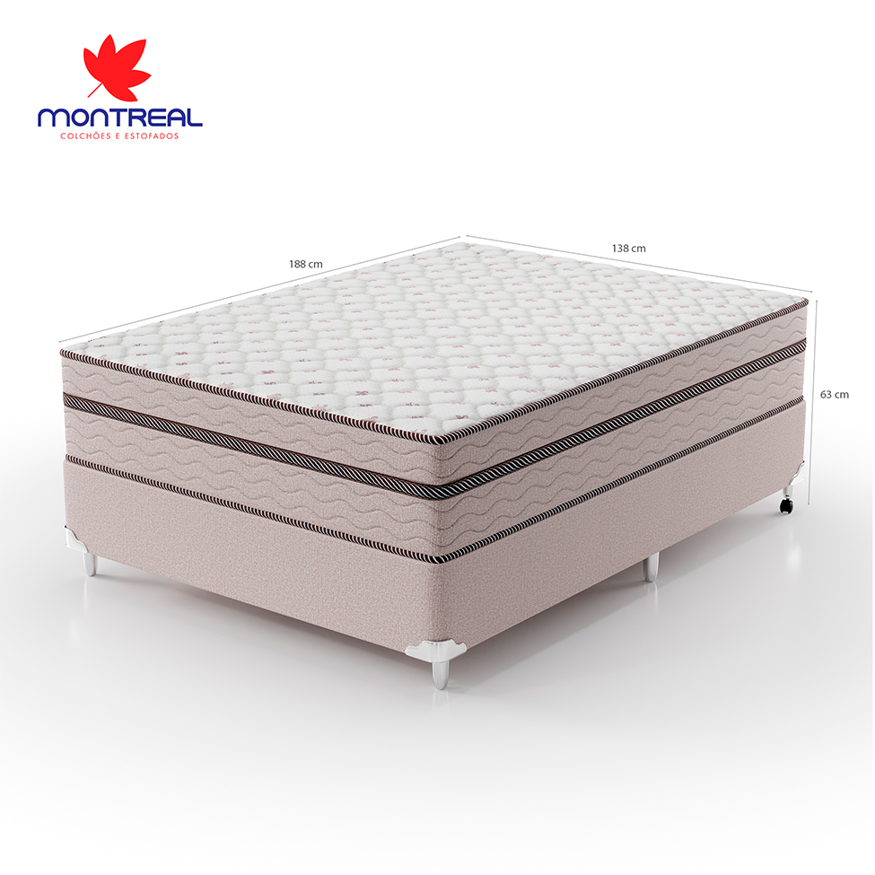 Cama Box Casal com Colchão Sonhare Mola Ensacada Bege