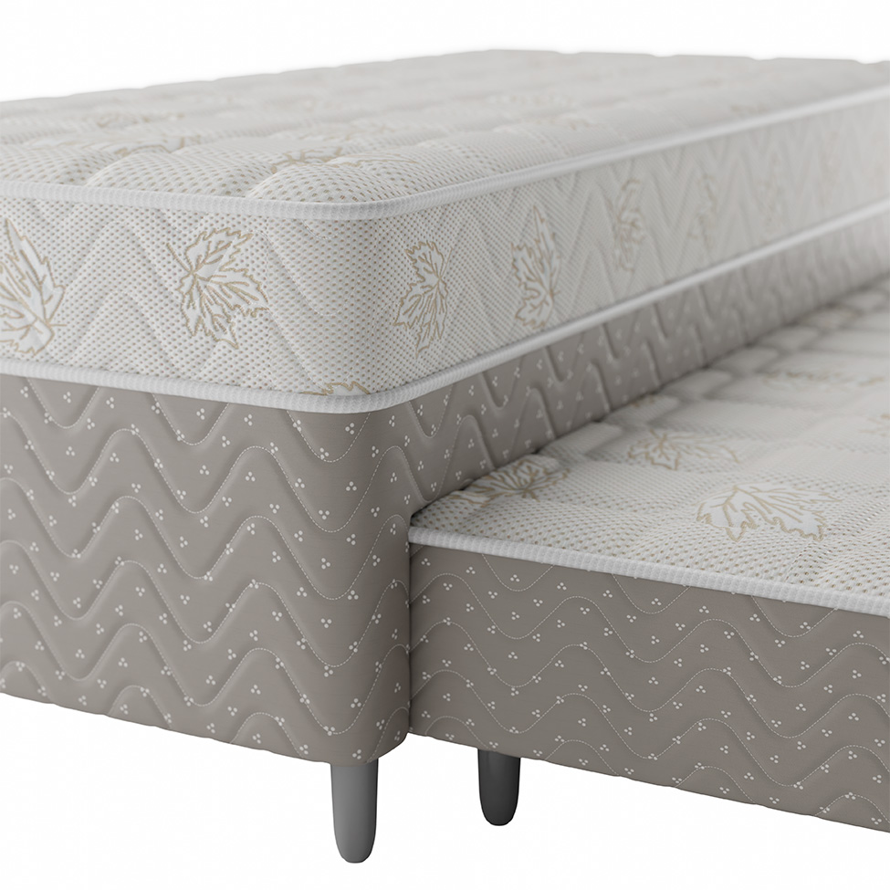 Cama Box Conjugada Solteiro com Cama Auxiliar Premier Unibox Molas Ensacadas (63x88x188) Bege