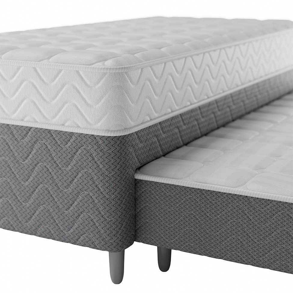 Cama Box Conjugada Solteiro com Cama Auxiliar Premier Unibox Molas Ensacadas (63x88x188) Cinza 