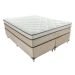 Cama Box King Aquarius com Colchão King Molas Ensacadas Bege e Branca