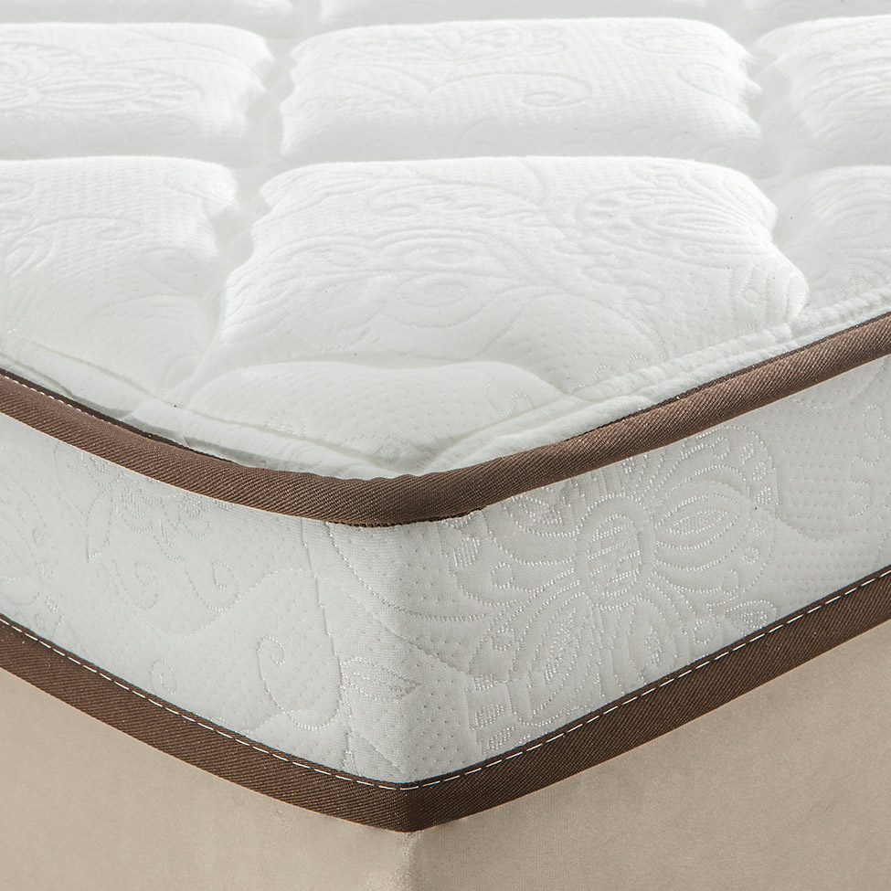 Cama Box King Aquarius com Colchão King Molas Ensacadas Bege e Branca