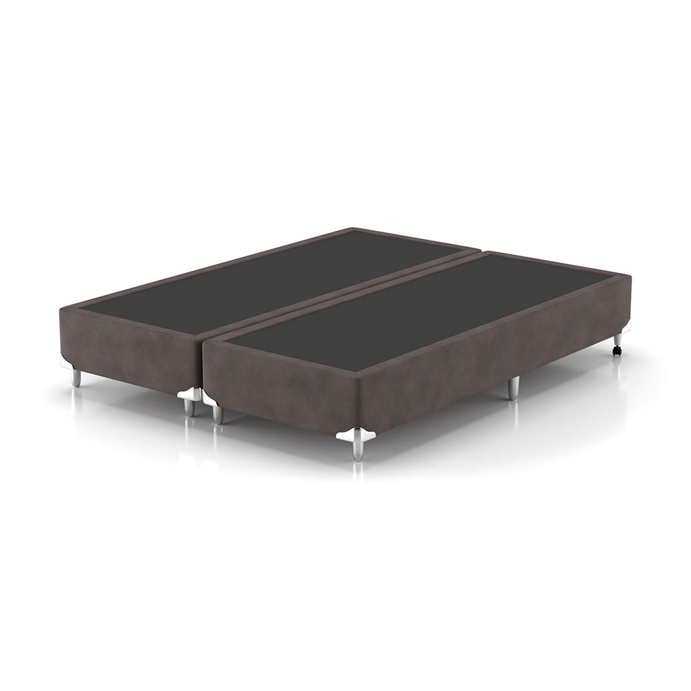 Cama Box King Naturale com Colchão Molas Ensacadas (67x193x203) Marrom e Branca