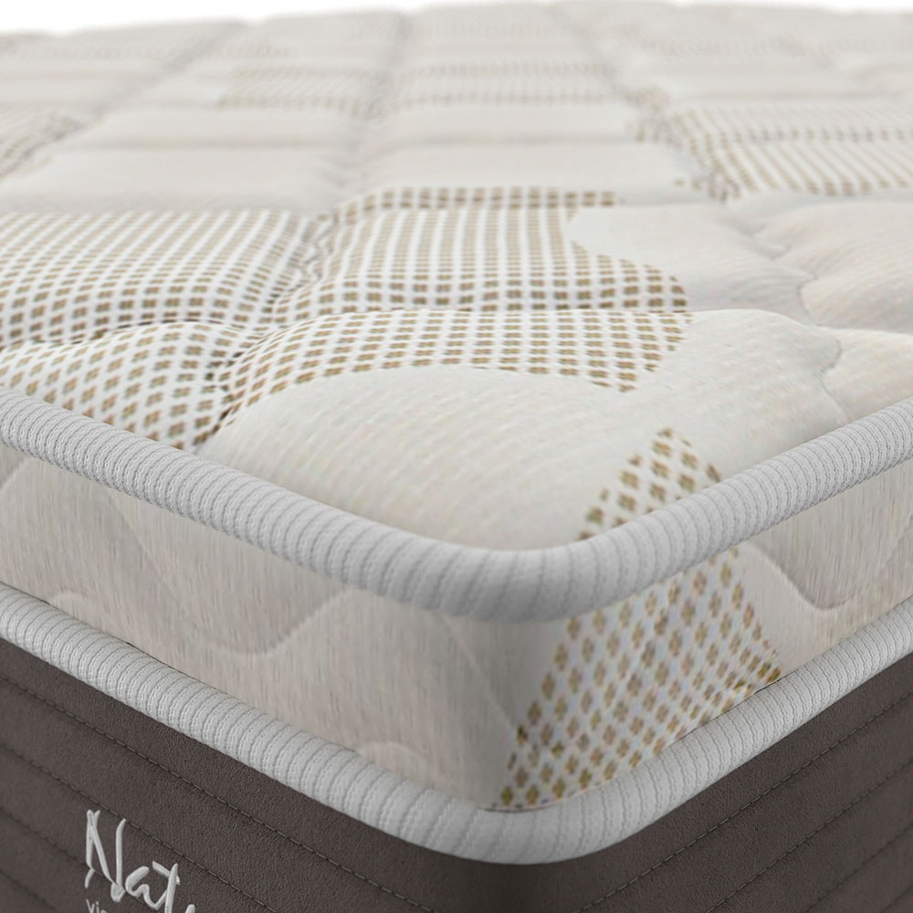 Cama Box King Naturale com Colchão Molas Ensacadas (67x193x203) Marrom e Branca