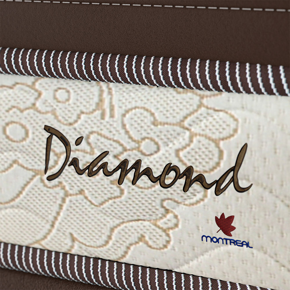 Cama Box King com Colchão Diamond Euro MR (63x193x203) Bege e Marrom