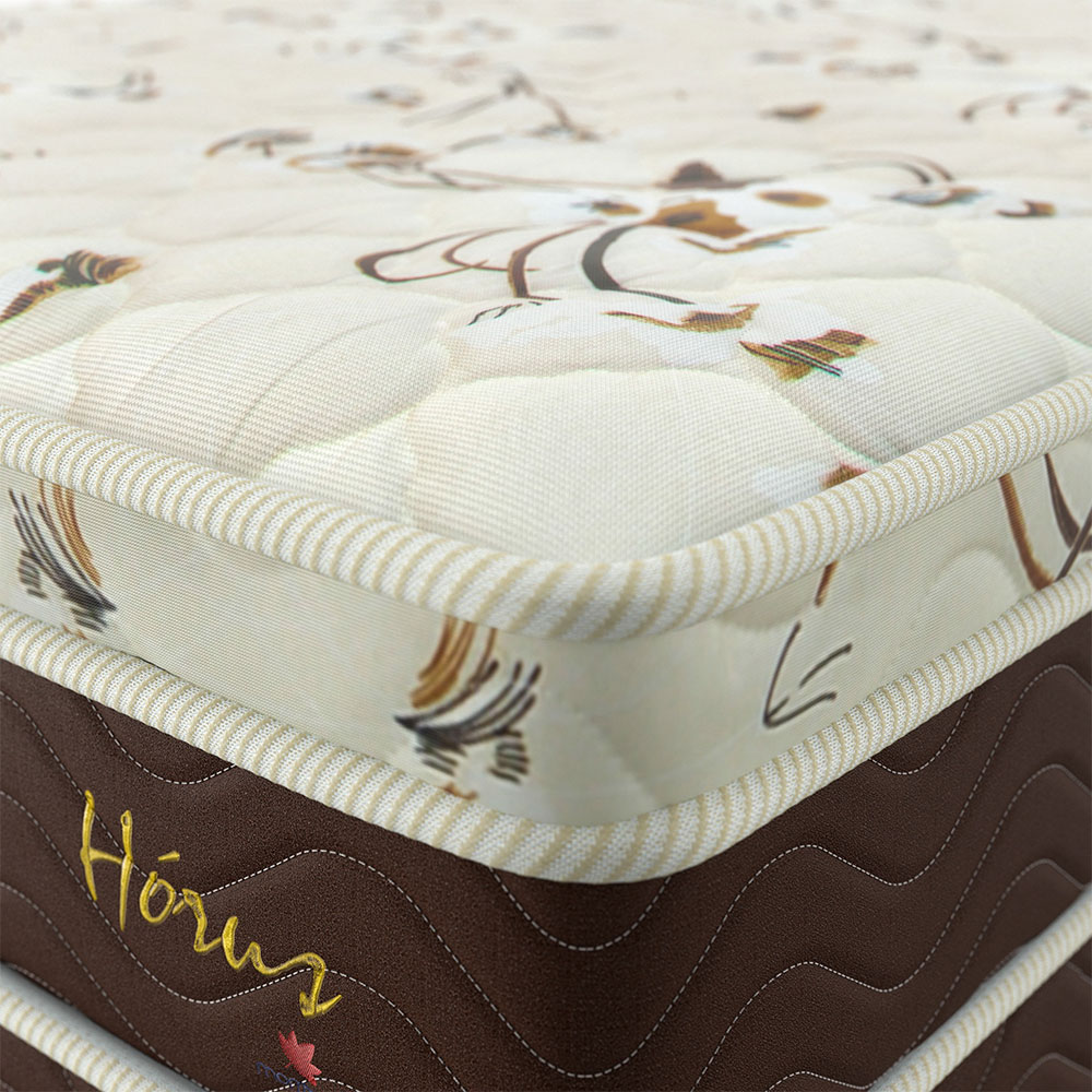 Cama Box King com Colchão Hórus (63x193x203) Bege e Marrom